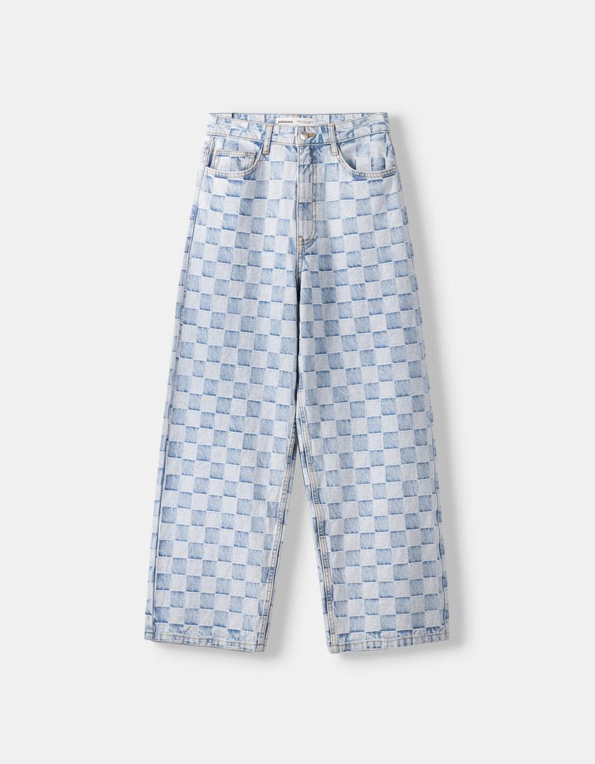 Jean super baggy jacquard-Bleu lavé-4