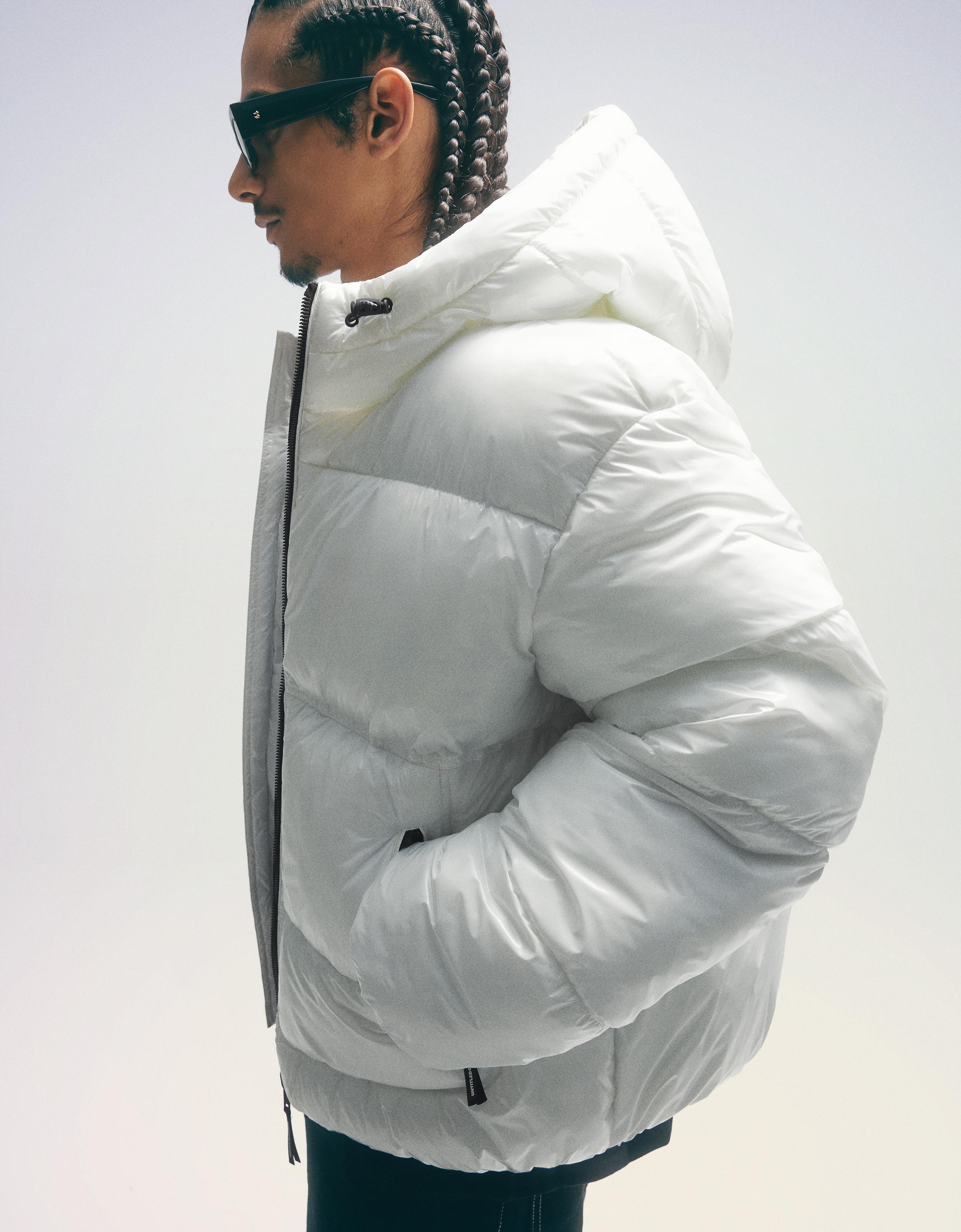 Hooded puffer jacket — White