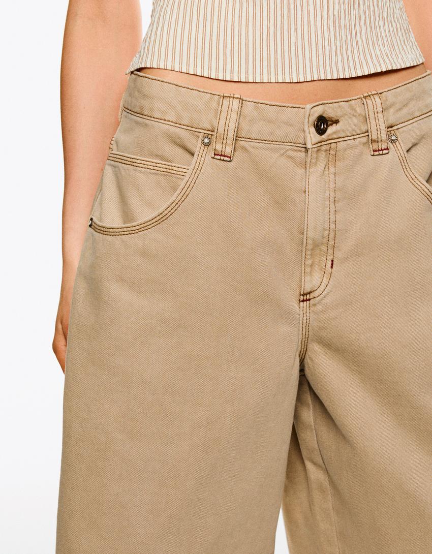Bermuda jort denim-Kum rengi-1