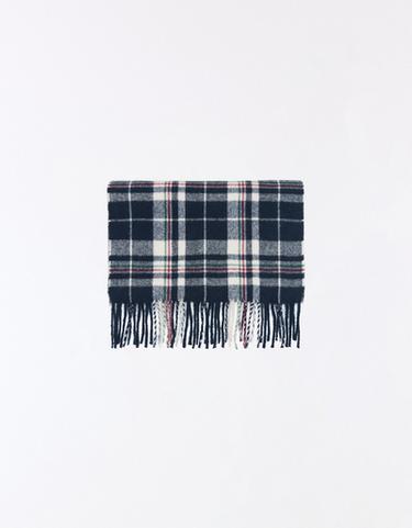 Check fringed scarf — Navy 4