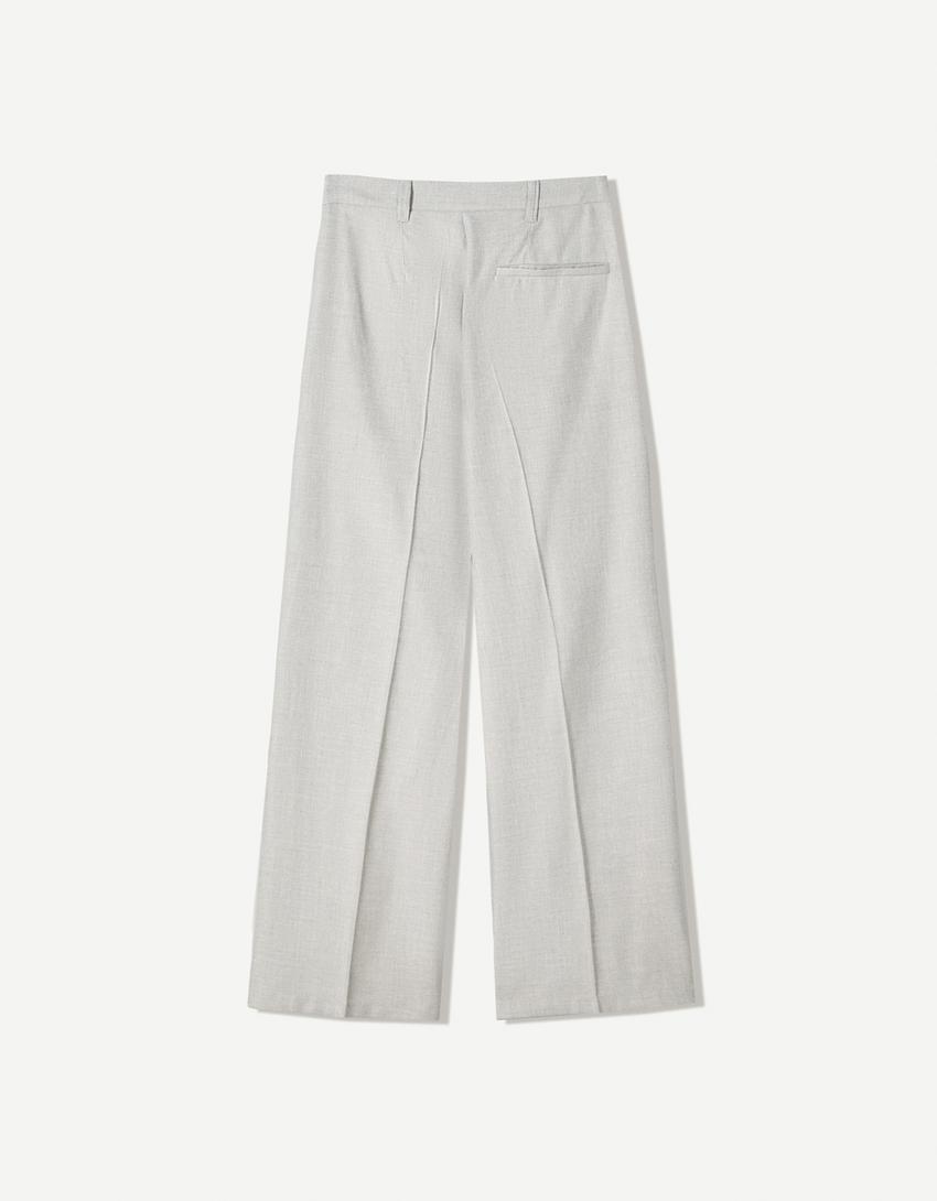Pantalón wide leg-Gris