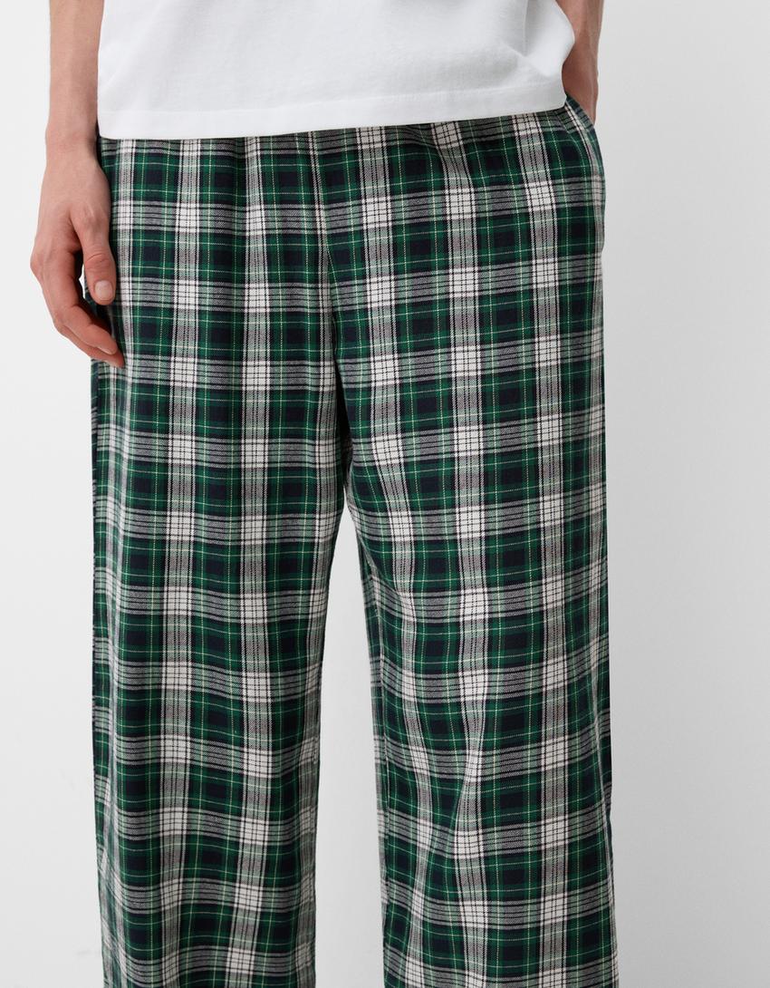 Calças direitas aos quadrados-Verde-3