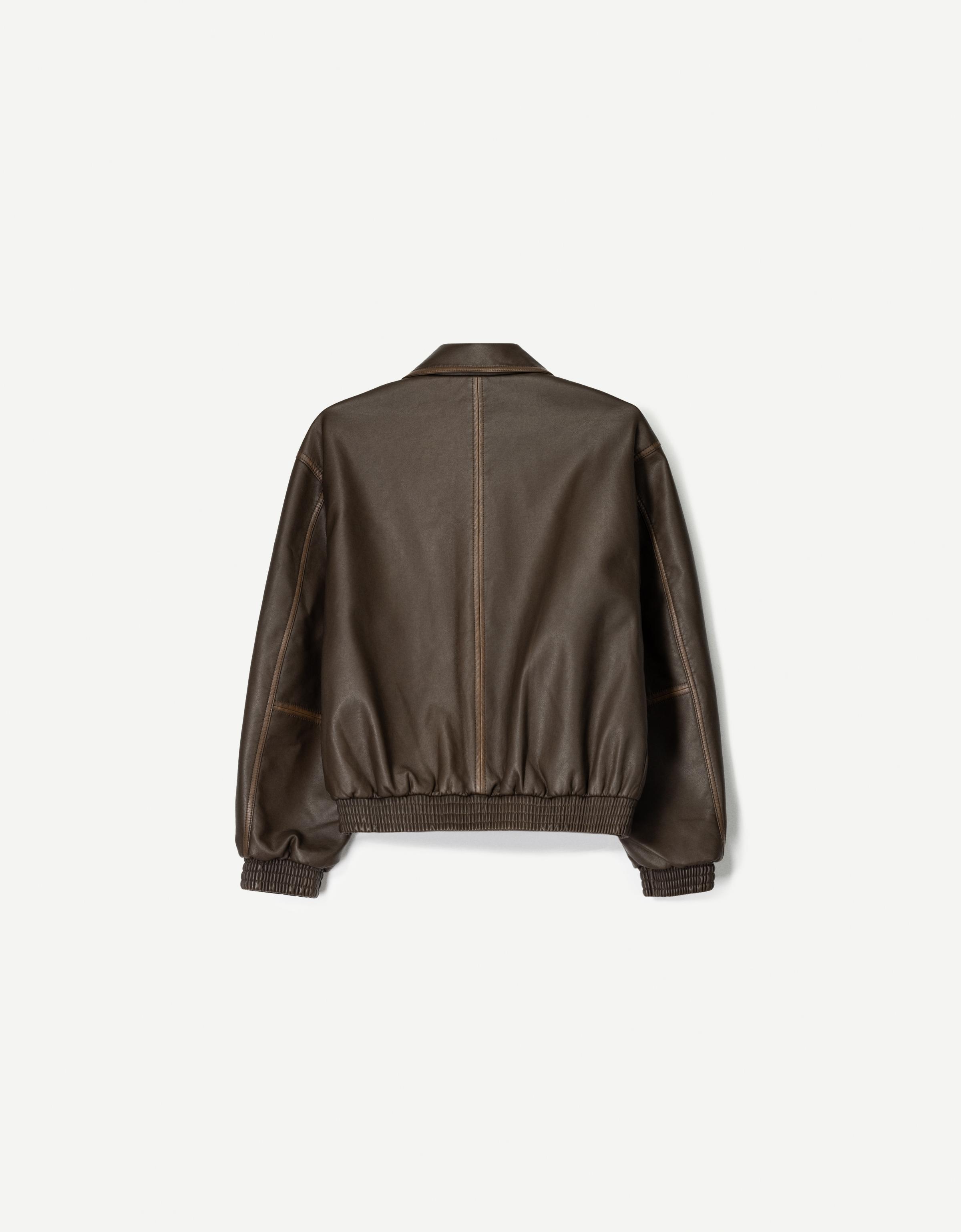 Leather effect jacket — Brown