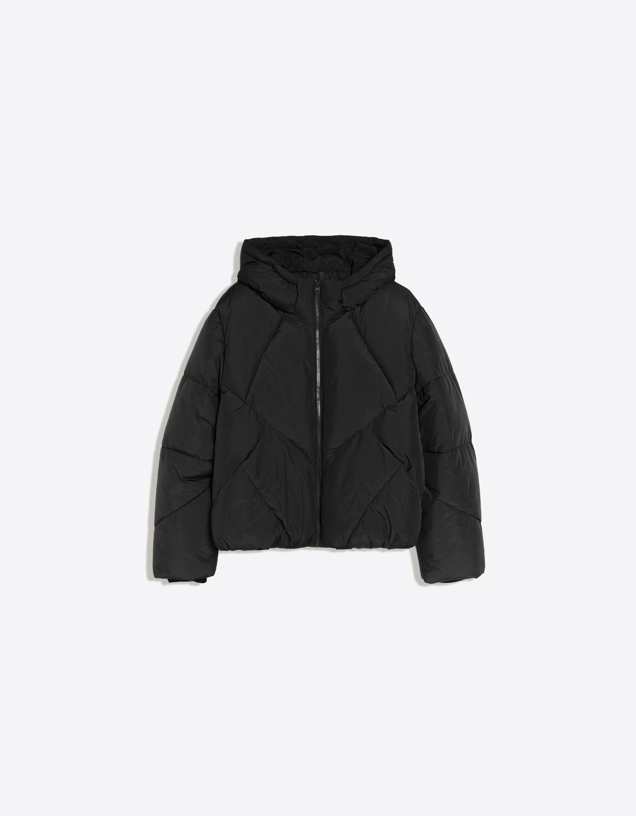 Puffer hooded jacket — Black