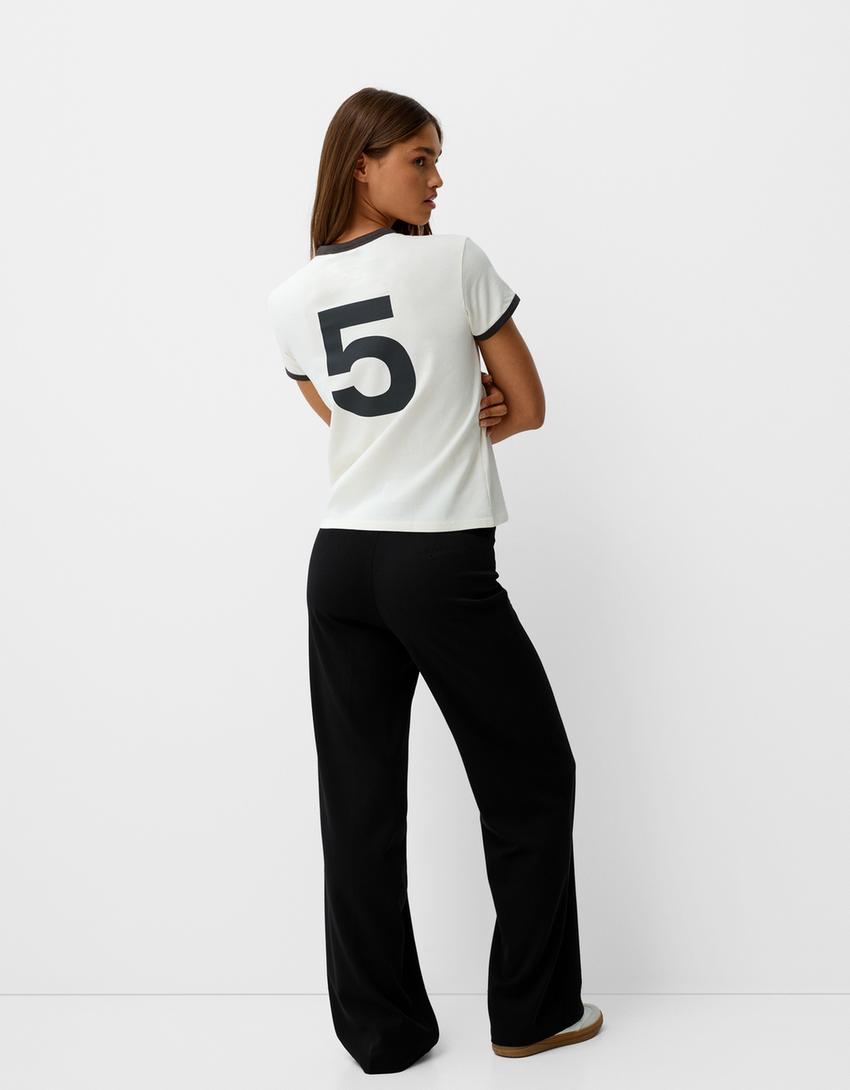 Geniş paça özel dikim pantolon-Siyah-2