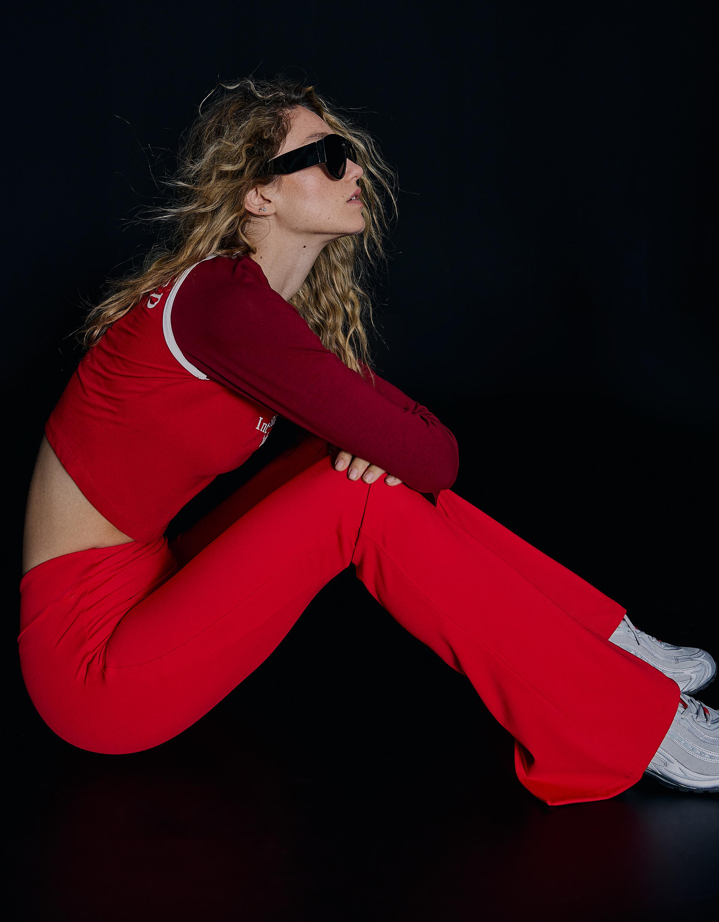 Breathable & Quick Dry flared technical trousers — Red