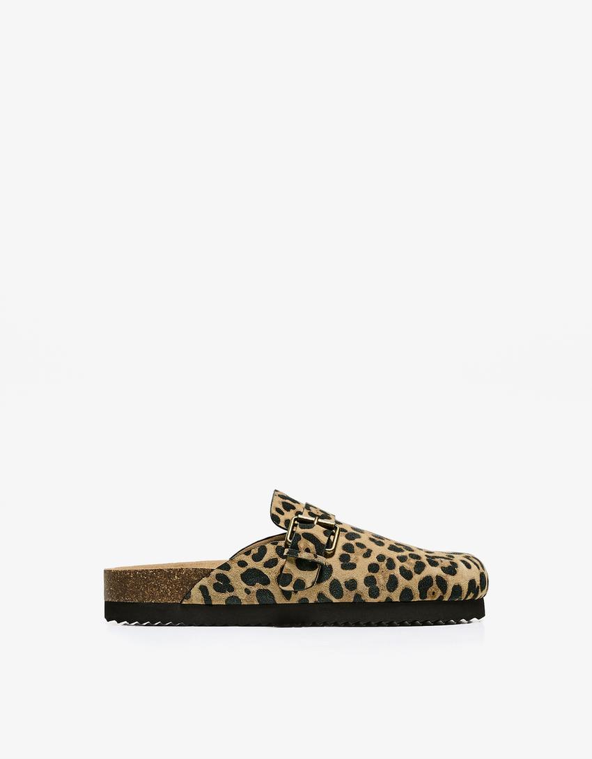Pantoffeln mit Animalprint-Leopardenmuster-0