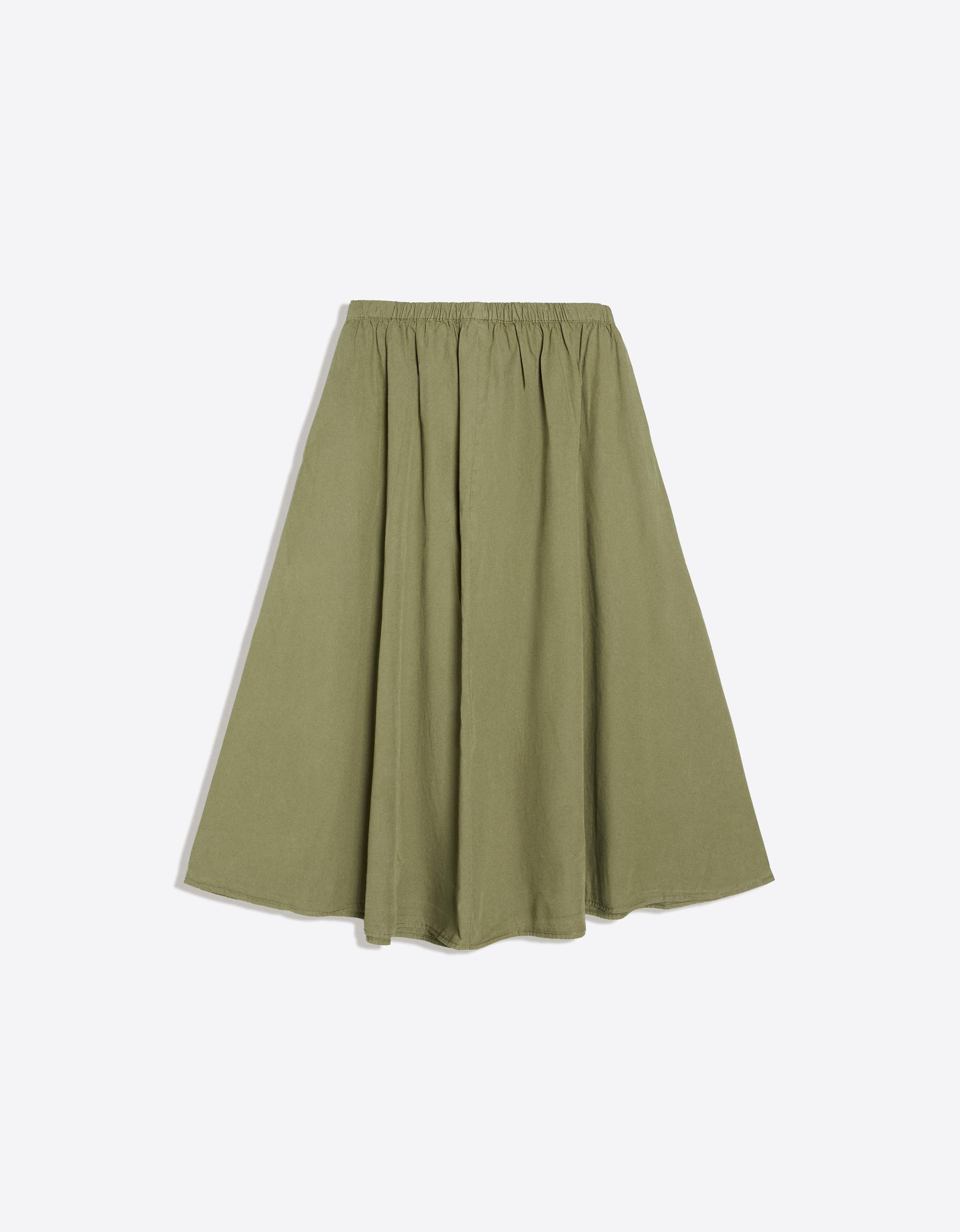 Elasticated waist midi skirt — Khaki