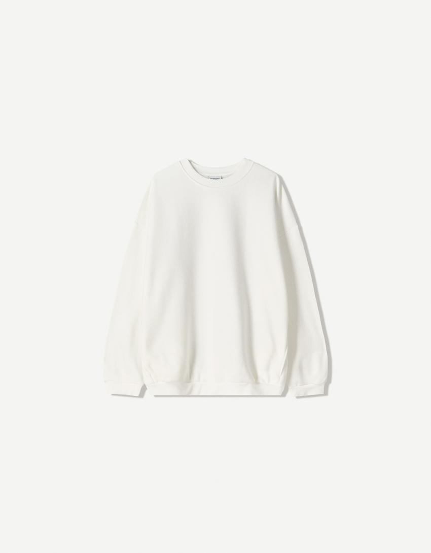 Oversized sweater met zakken-Gebroken Wit-3