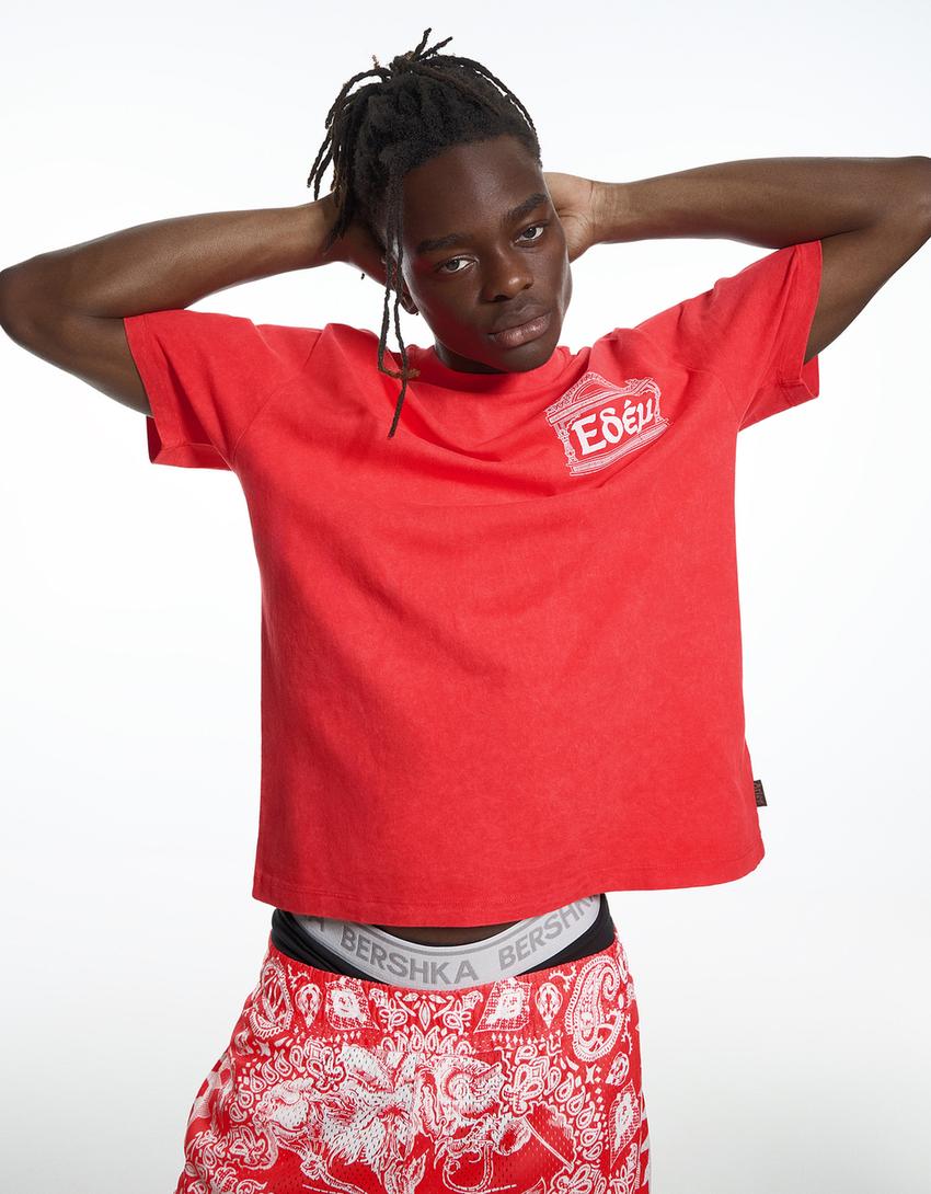 T-shirt relaxed fit ARIES X BERSHKA-Rouge