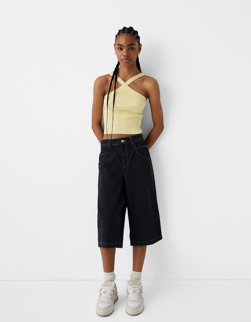 Viscose halterneck top-Green-3