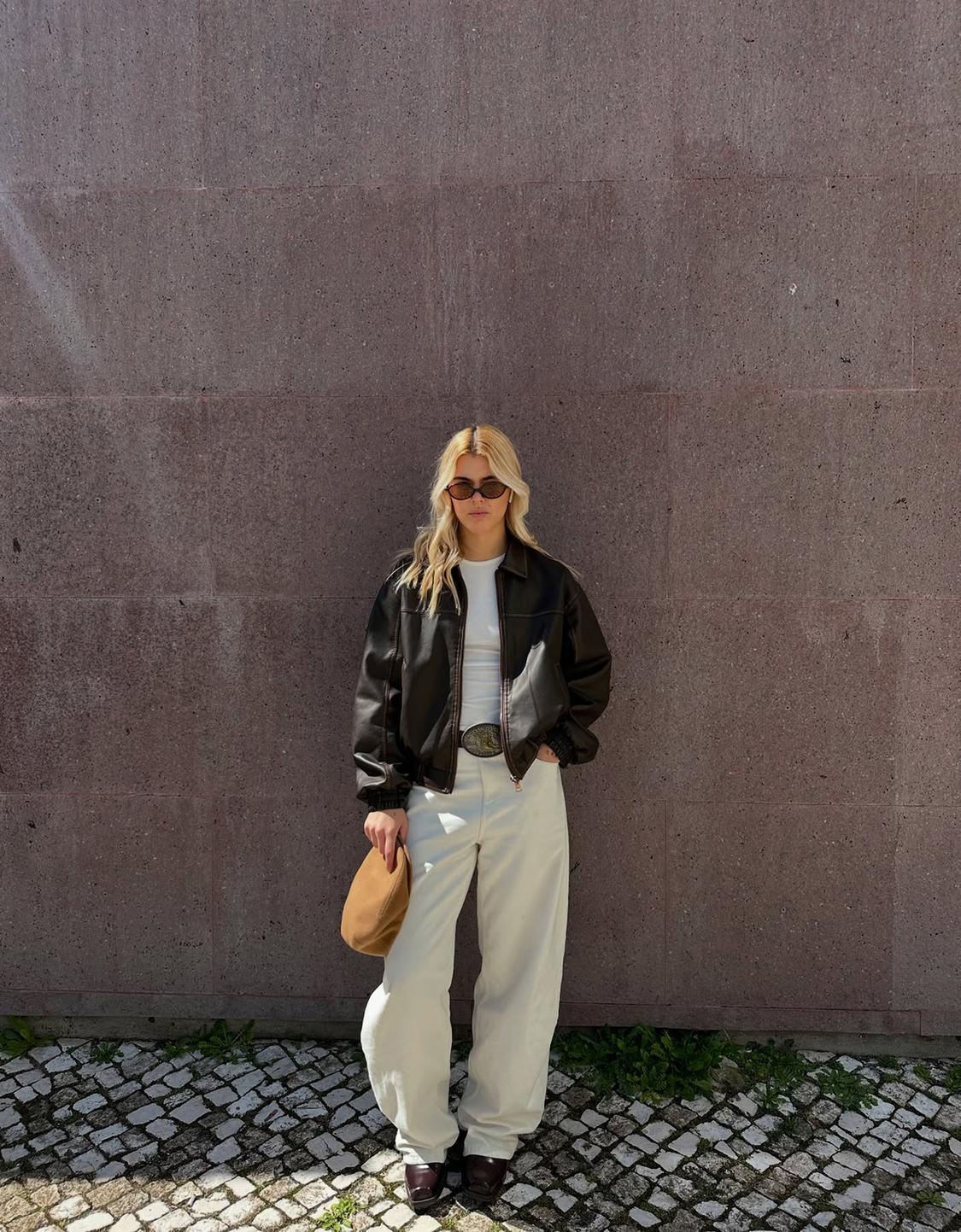 Faux leather oversize jacket