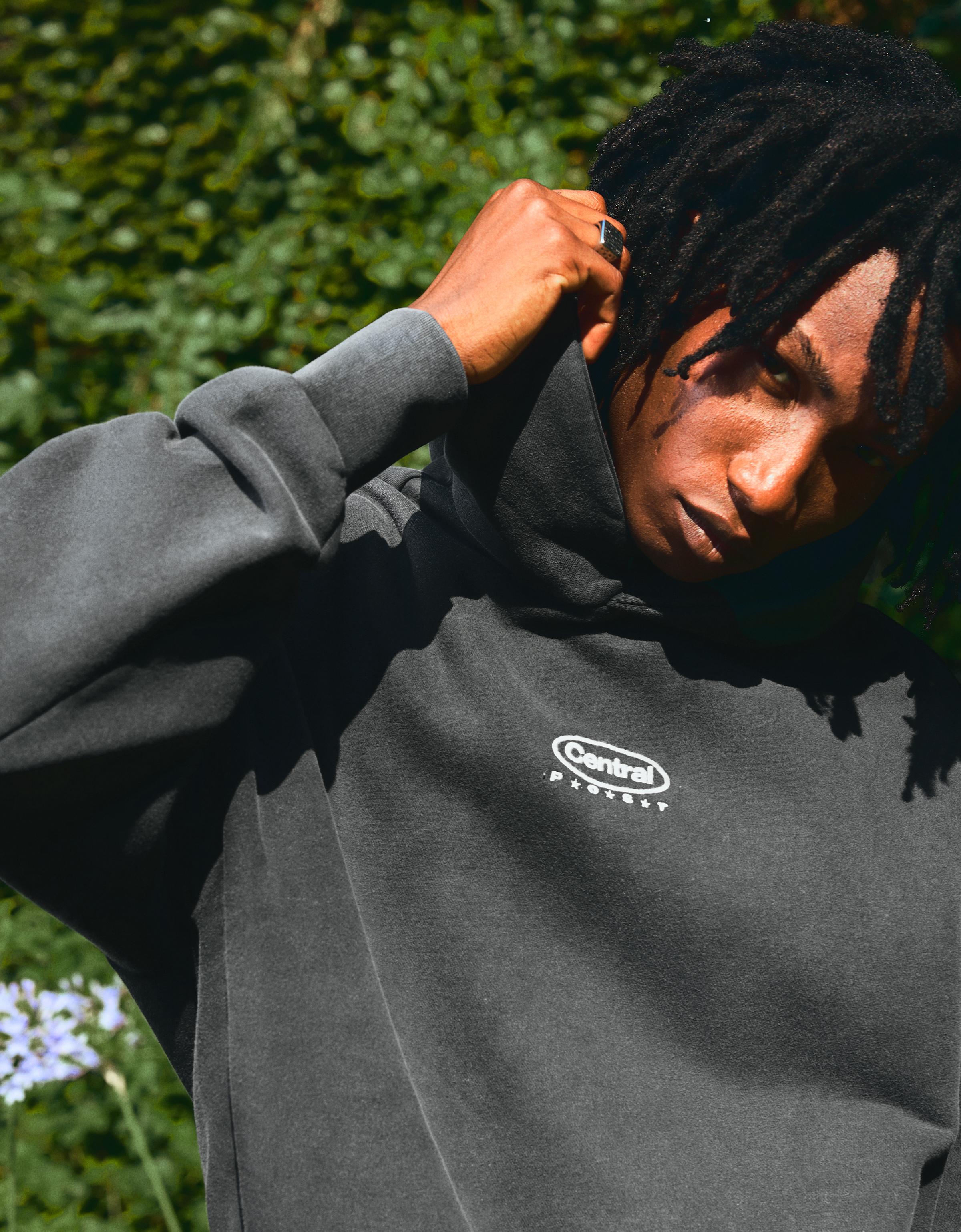 Washed effect hooded sweatshirt — Grey