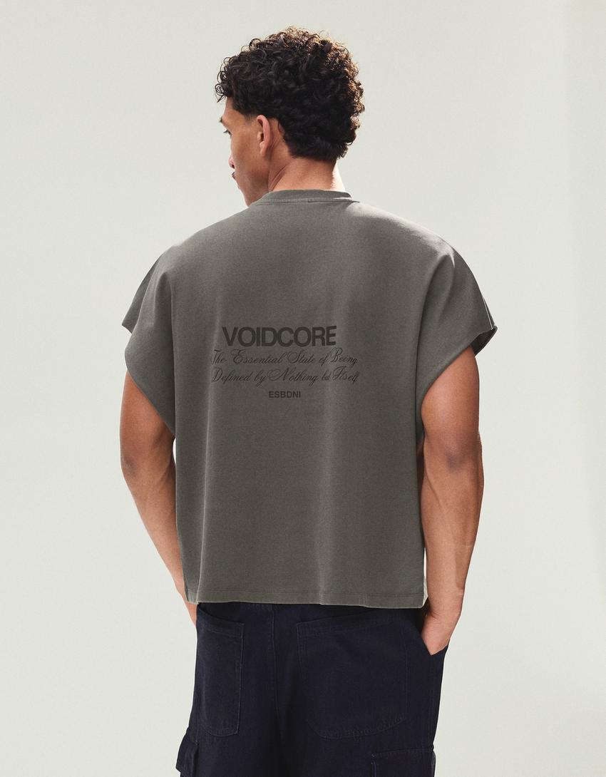 T-shirt sans manches oversize imprimé-Gris