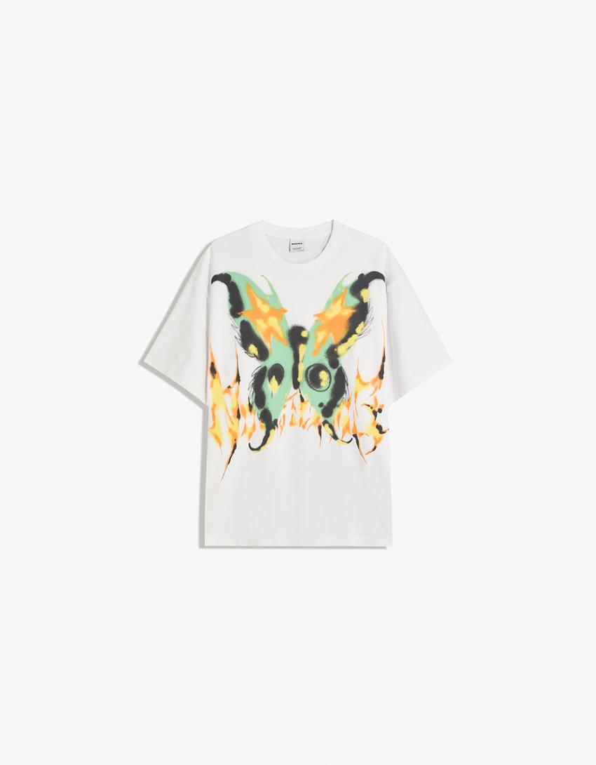 Camiseta manga corta print-Blanco