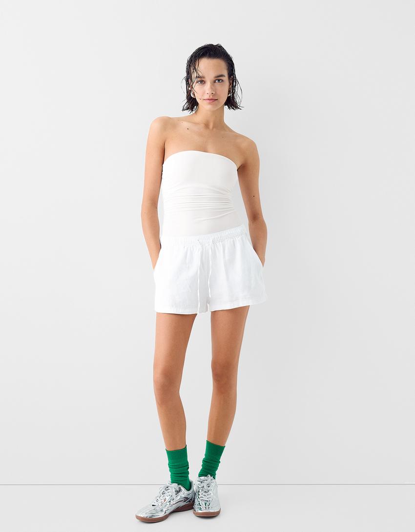 Body bandeau froncé-Écru-3