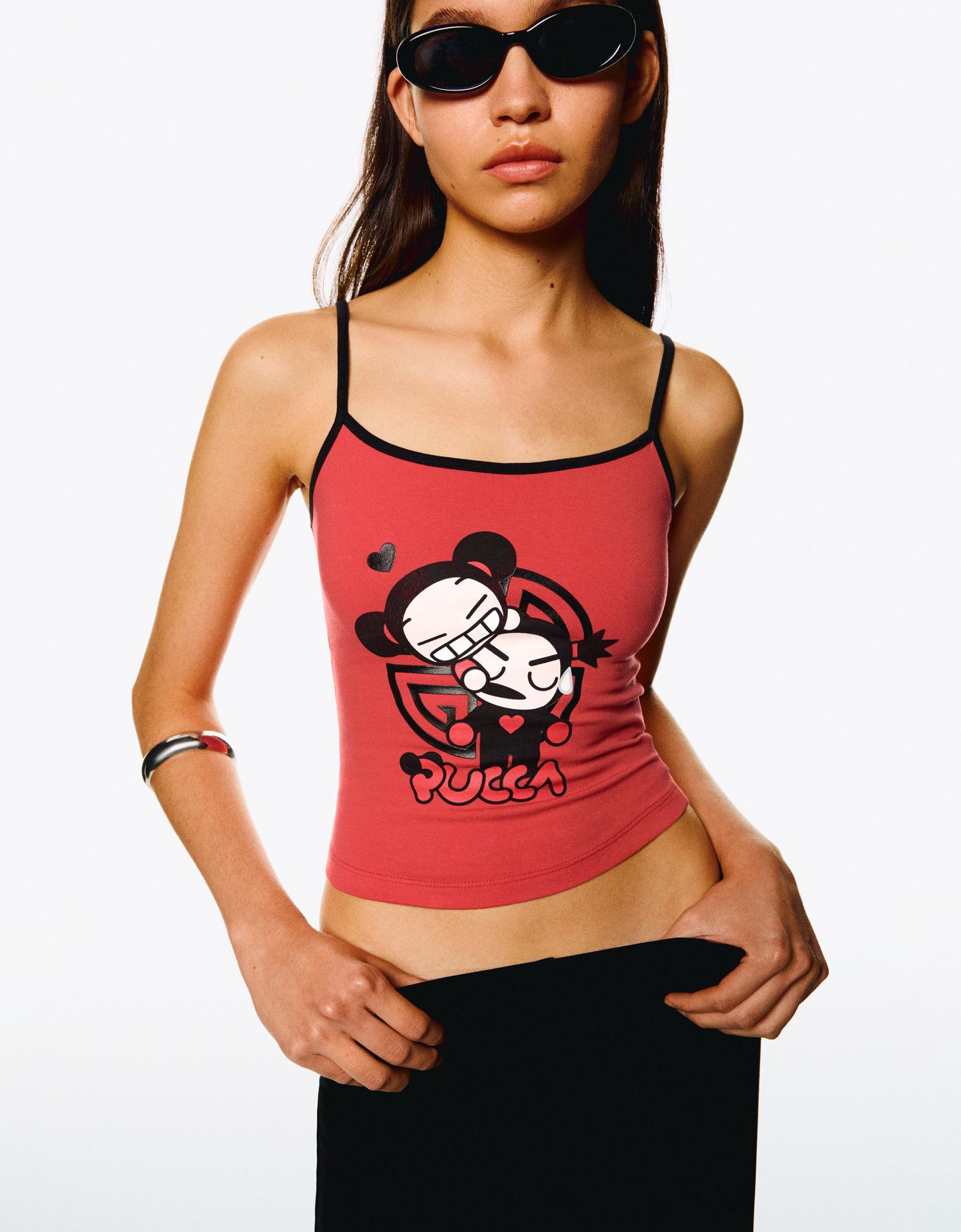 Bershka top pucca na ramiączkach czerwony