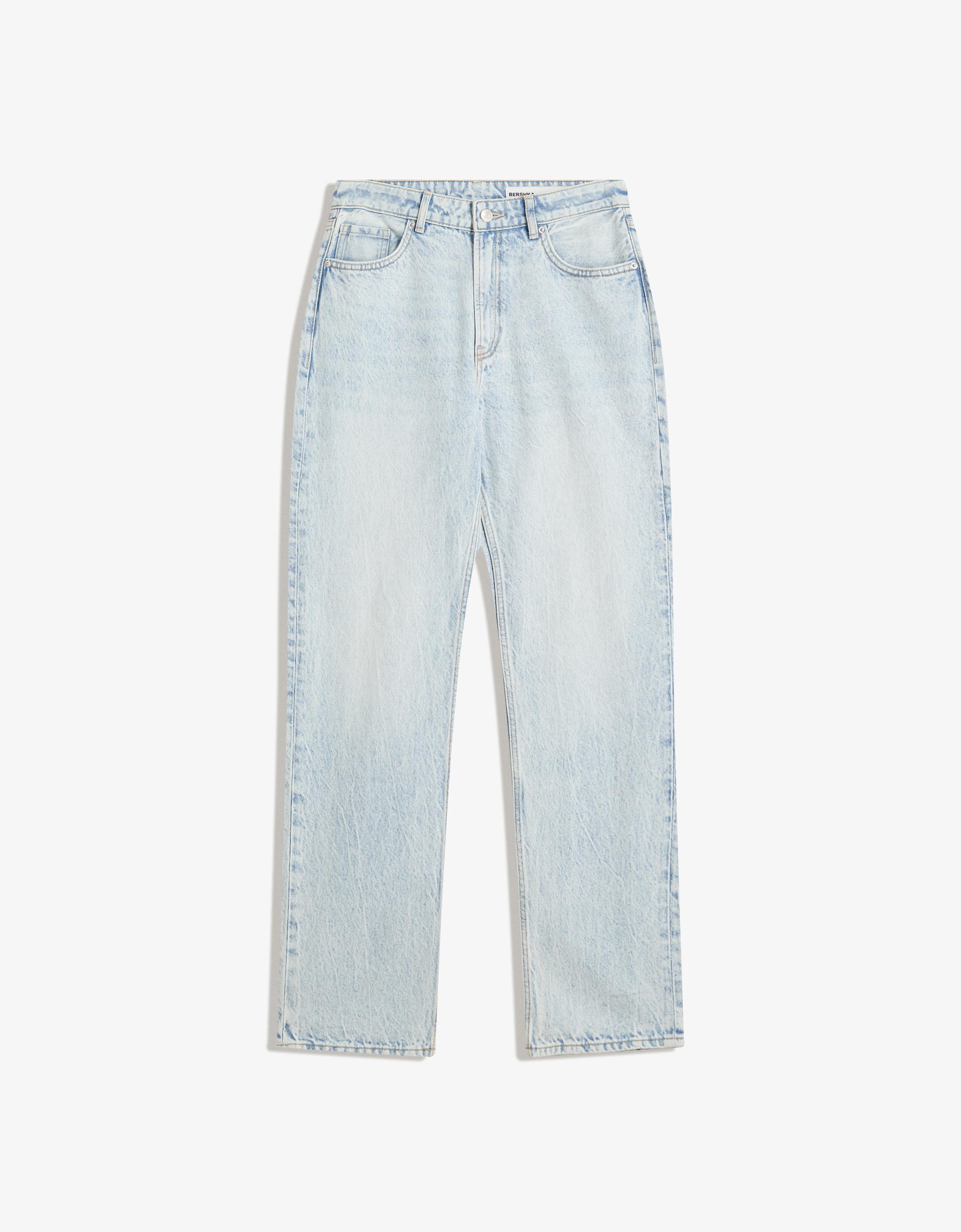 【BERSHKA】turn-up straight jeans ベルシュカ デニム Bershka turn-up straight jeans in indigo | ASOS