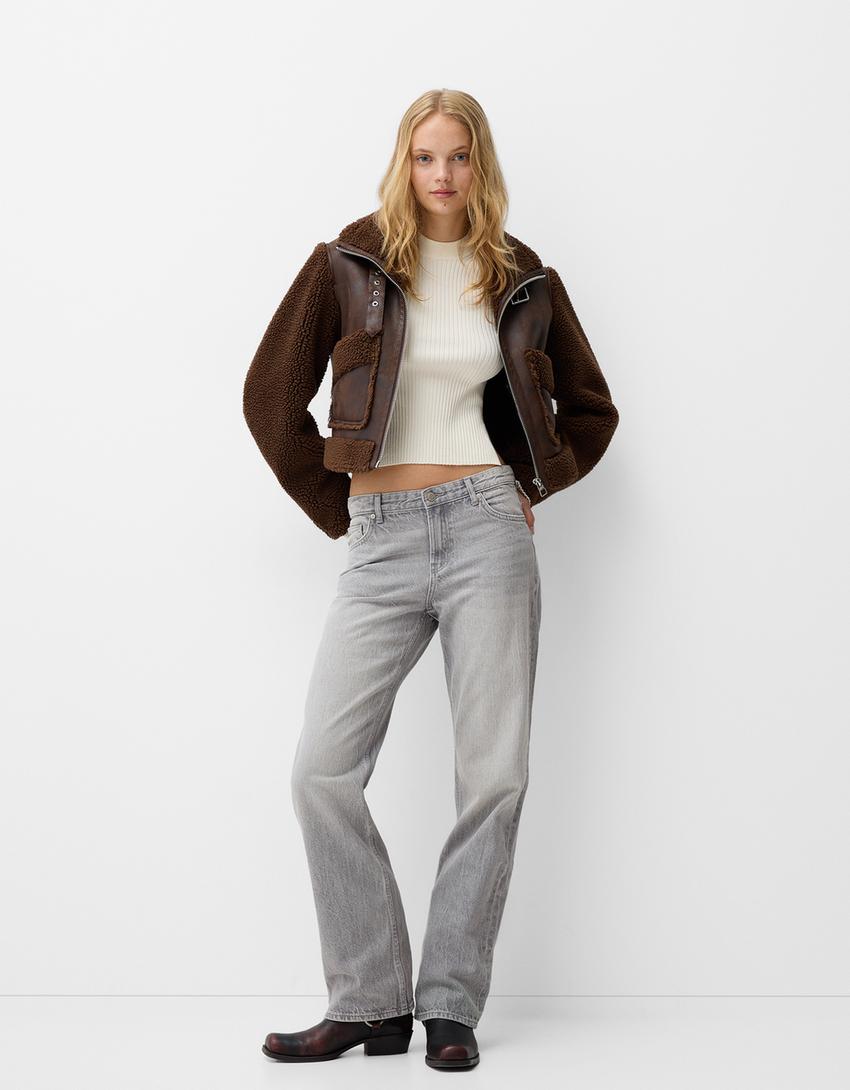 Jeans straight-Gris