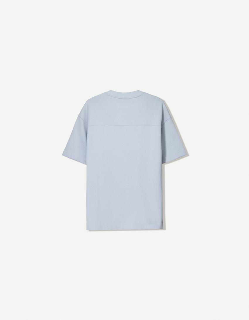 T-shirt manches courtes molleton-Bleu clair-5