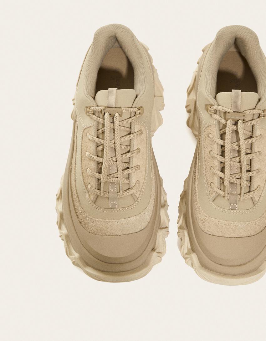 Sapatilhas RAL7000STUDIO x Bershka detalhe cordões-Areia-7
