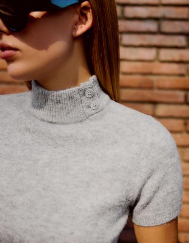 Short sleeve mock turtleneck jumper — Grey 4