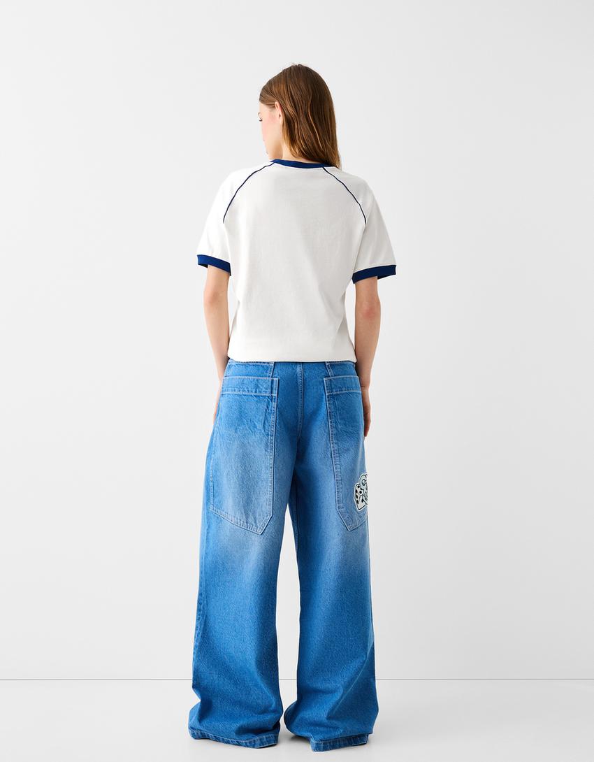 T-shirt manches courtes raglan imprimé Ford boxy-Blanc-1