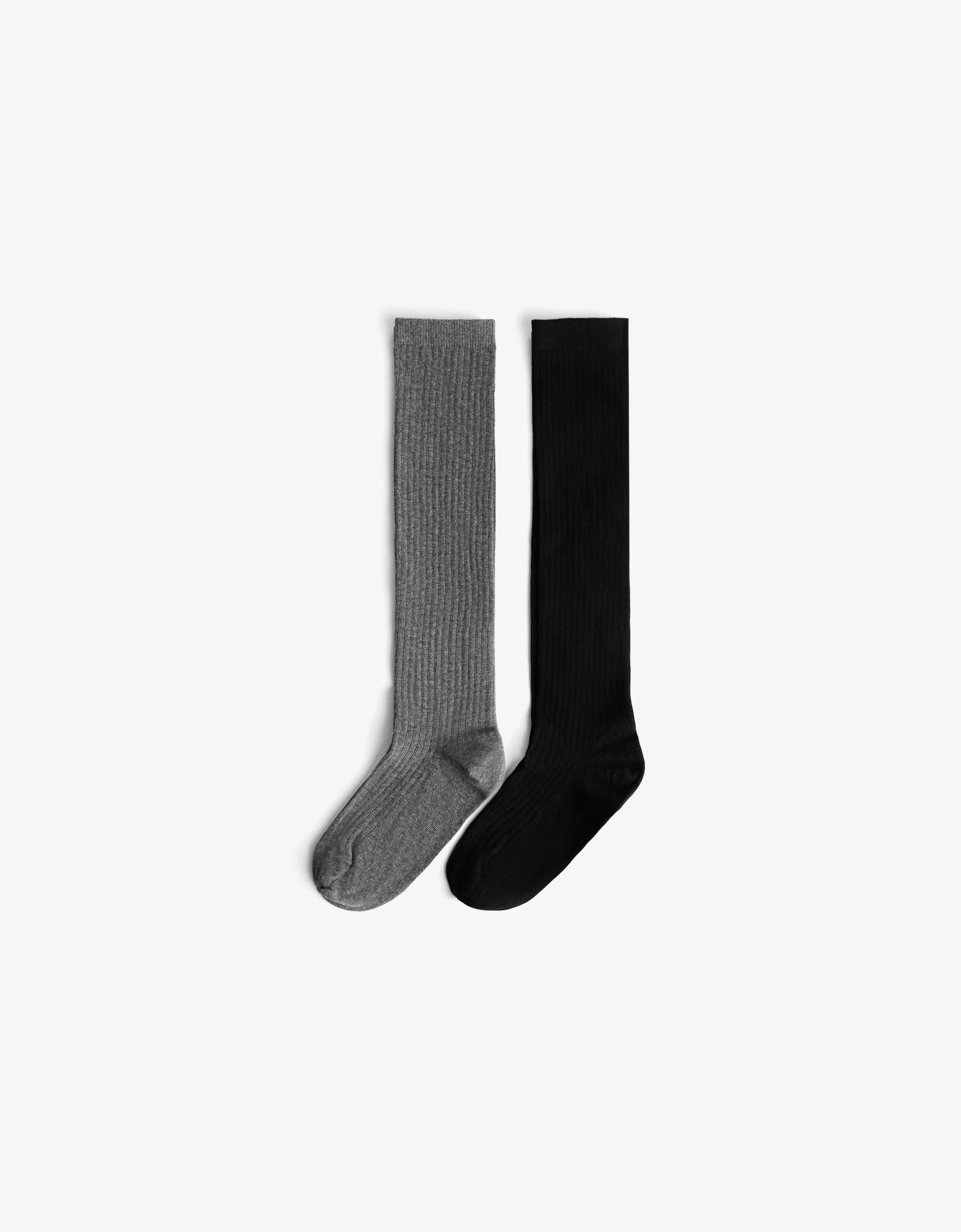 Bershka 2er-Pack Rippsocken Damen M Schwarz