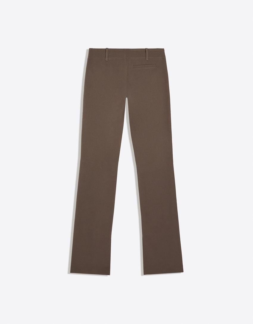 Pantalón slim tiro bajo-Marrón