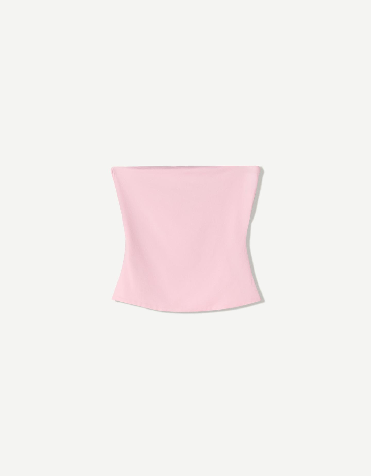 Bershka Top Bandeau Mujer Xs Rosa