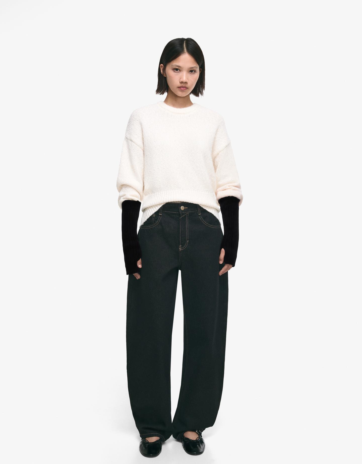 Bershka długie rękawiczki bez palców czarny