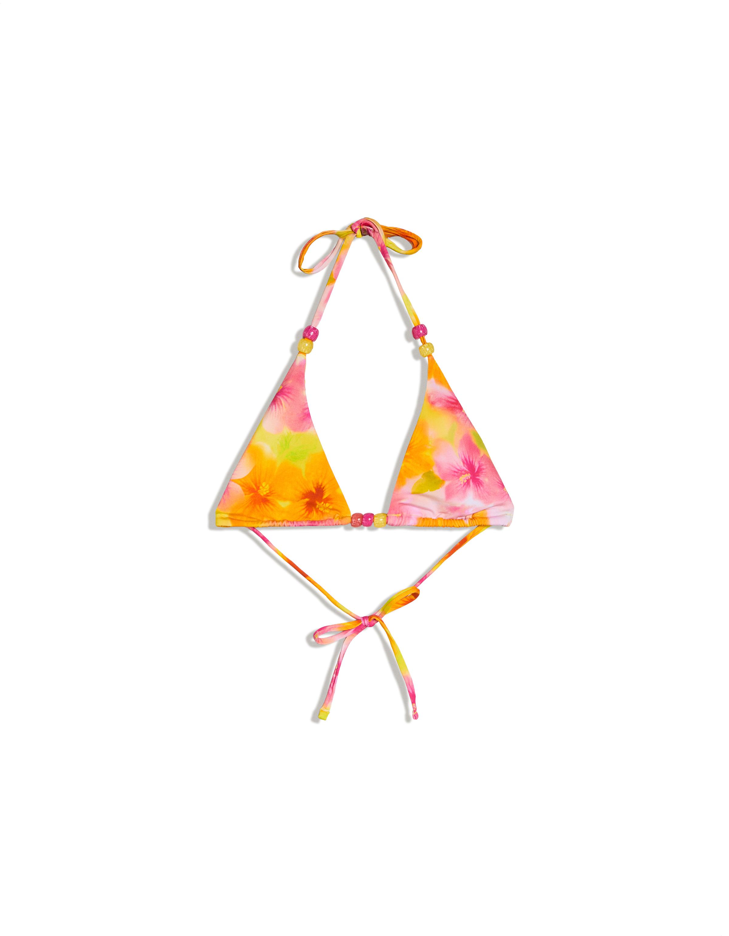 Floral triangle bikini top — Orange