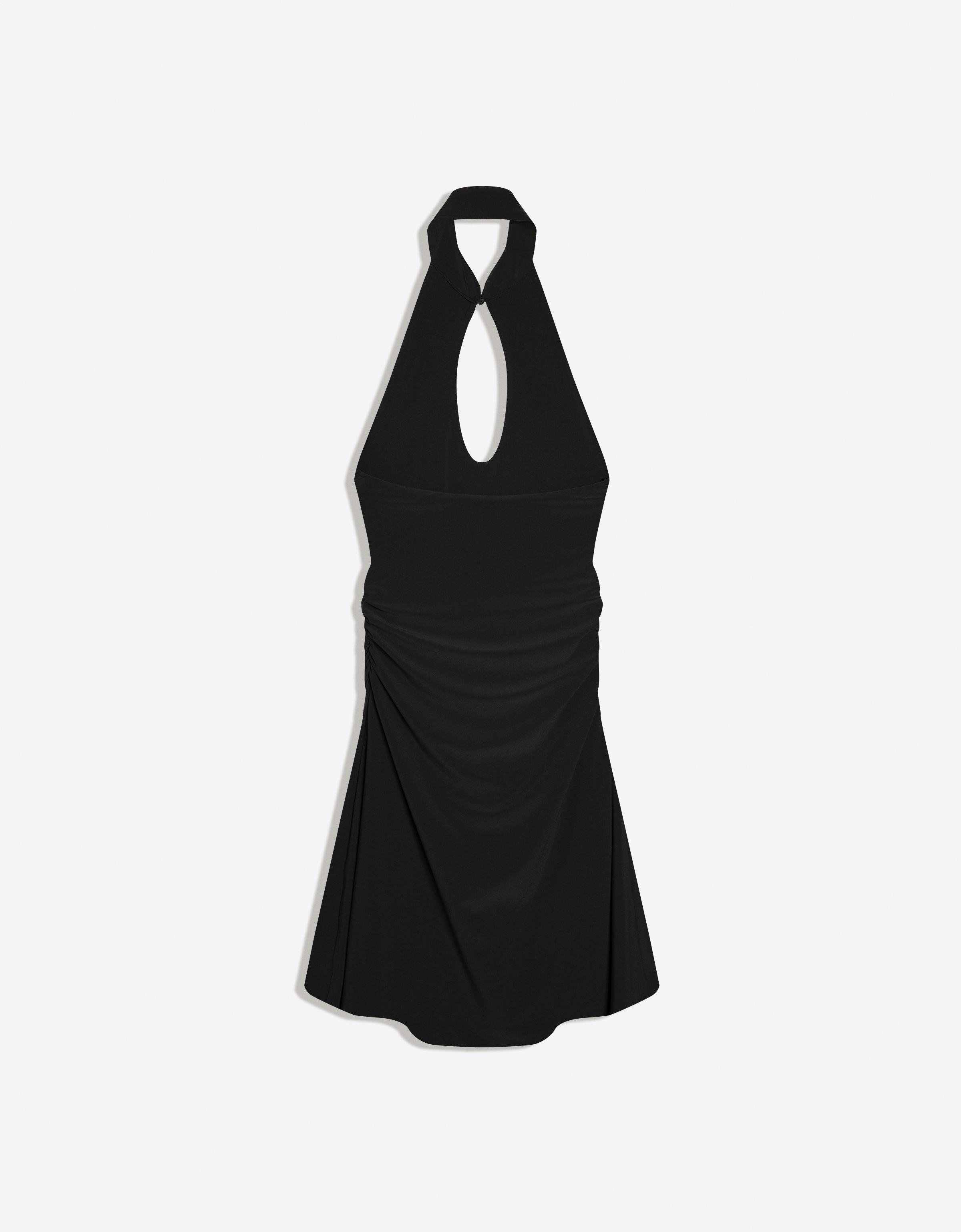 Mini halter open-neck dress — Black