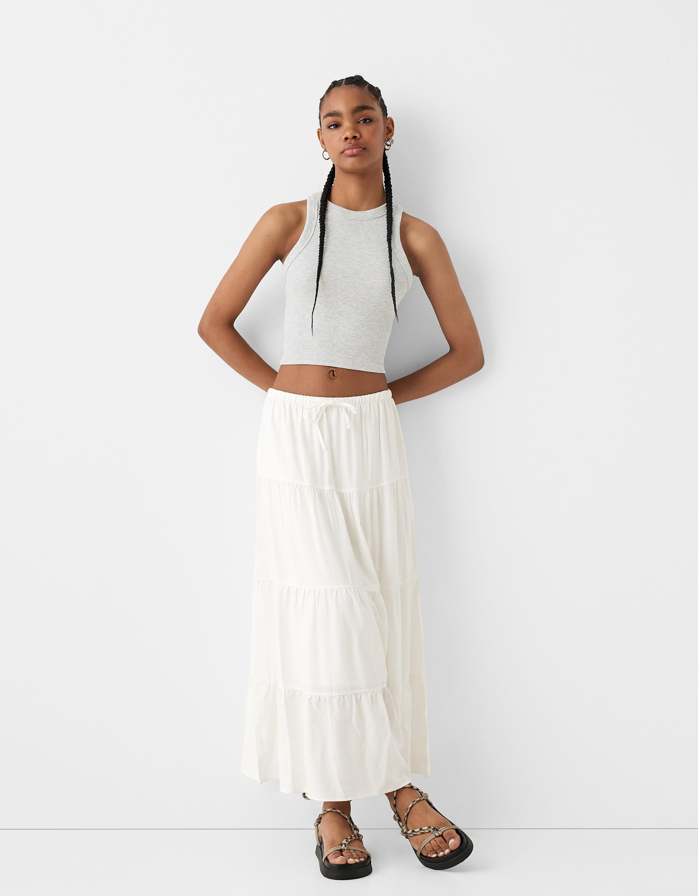 Elastic waist midi skirt hotsell