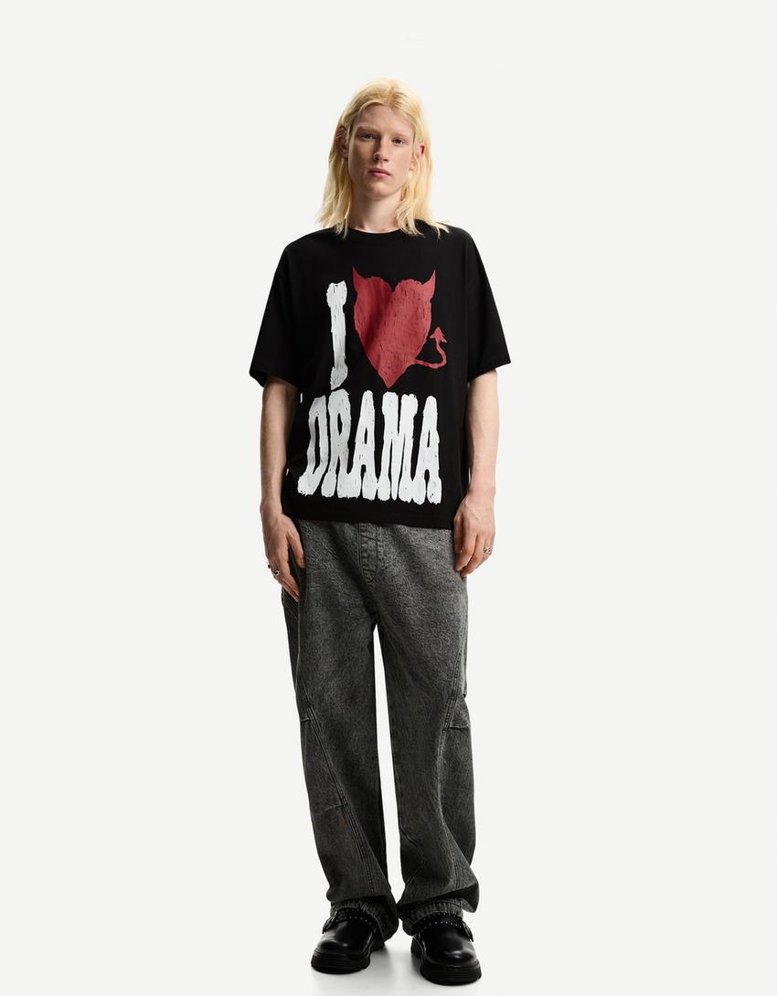 Camiseta manga corta print-Negro-3