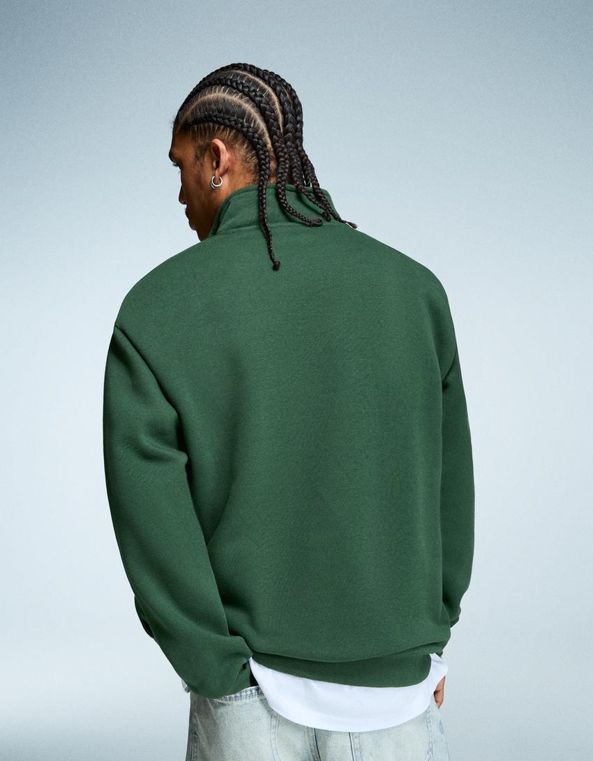 Oversize-Sweatshirt mit Rollkragen-Grün-1