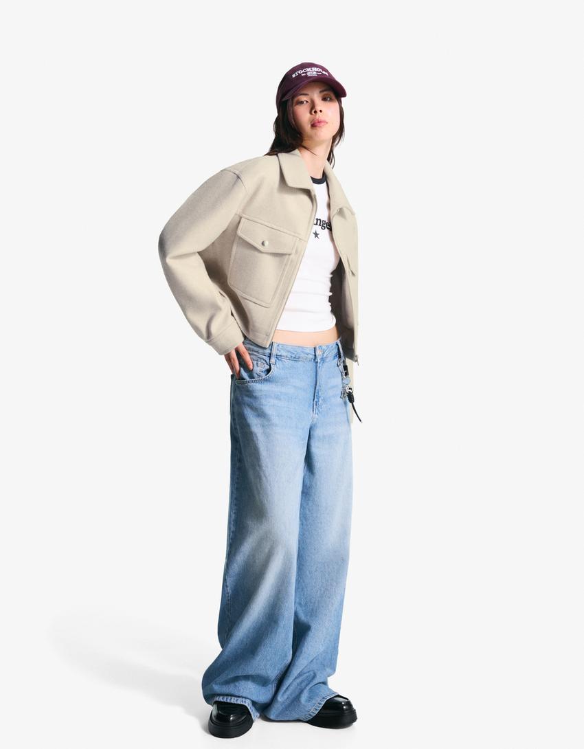 Soft felt texture jacket-Sand