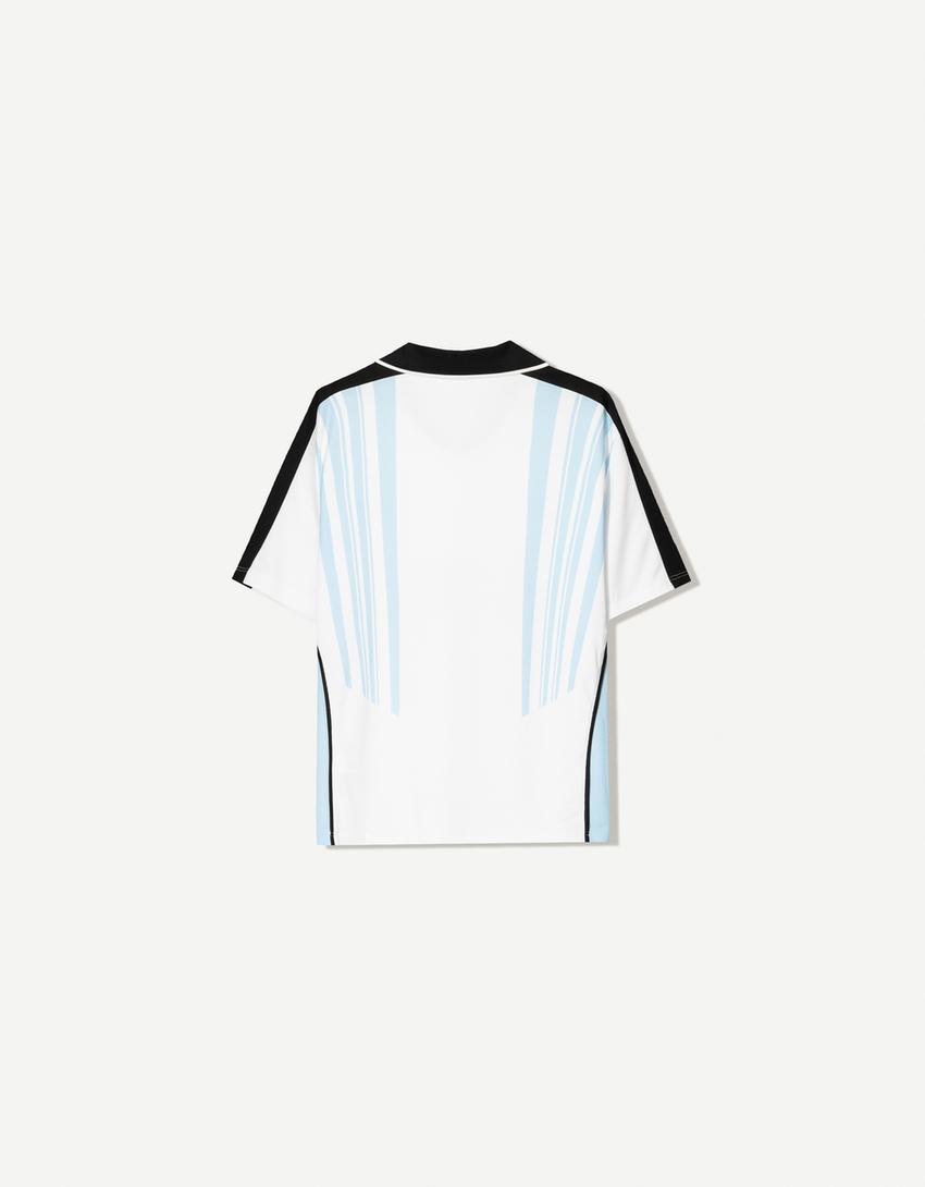 Tricou mânecă scurtă guler polo sport-Alb-1