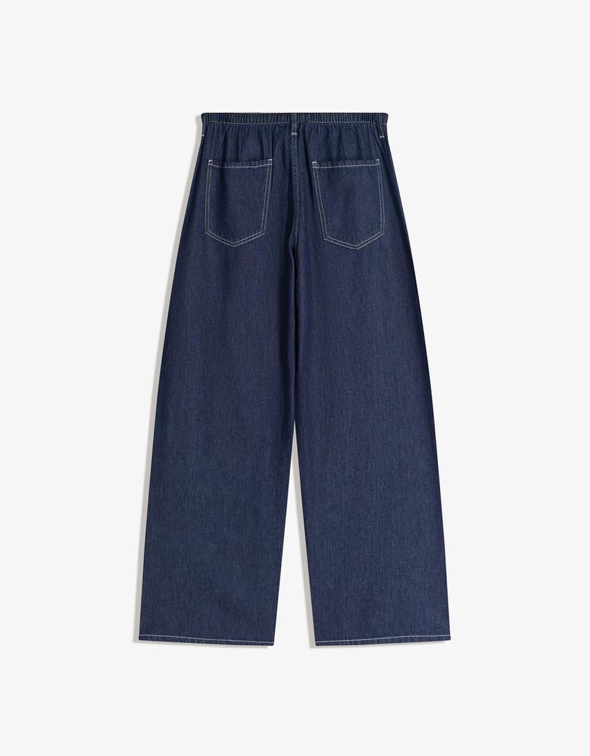 Jeans wide leg cordon-Marine