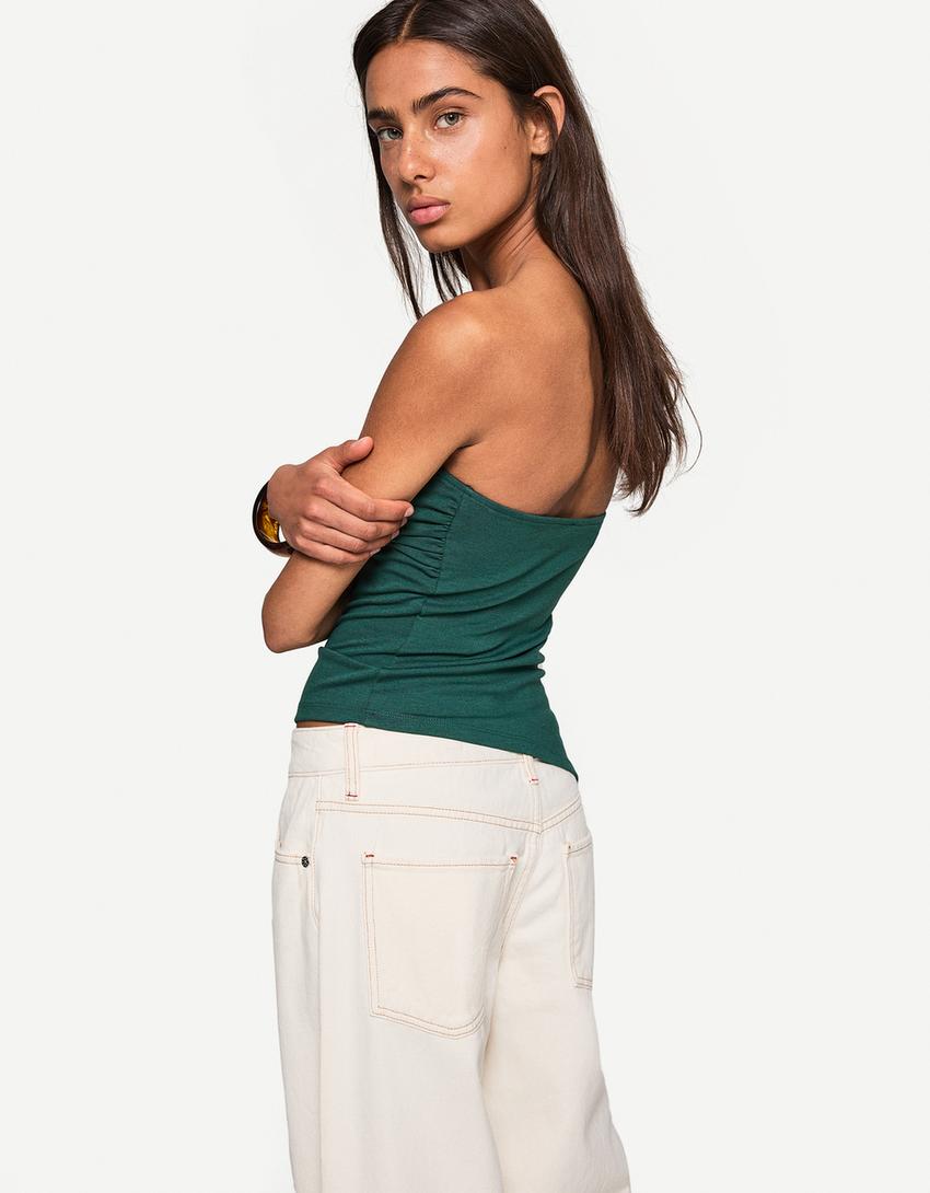 Top bandeau froncé-Vert-1