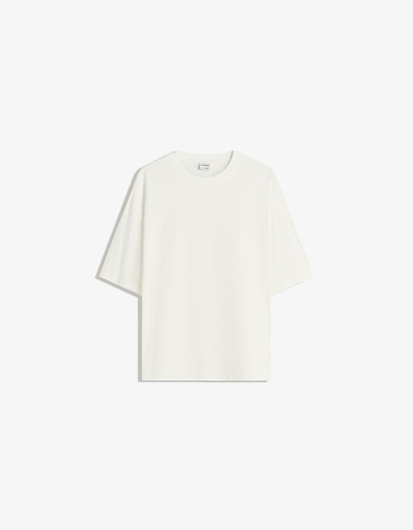 Camiseta manga corta felpa-Blanco roto