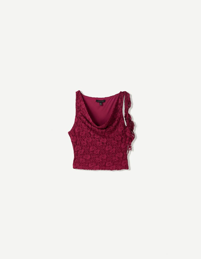 Set top y falda blonda-Granate-4