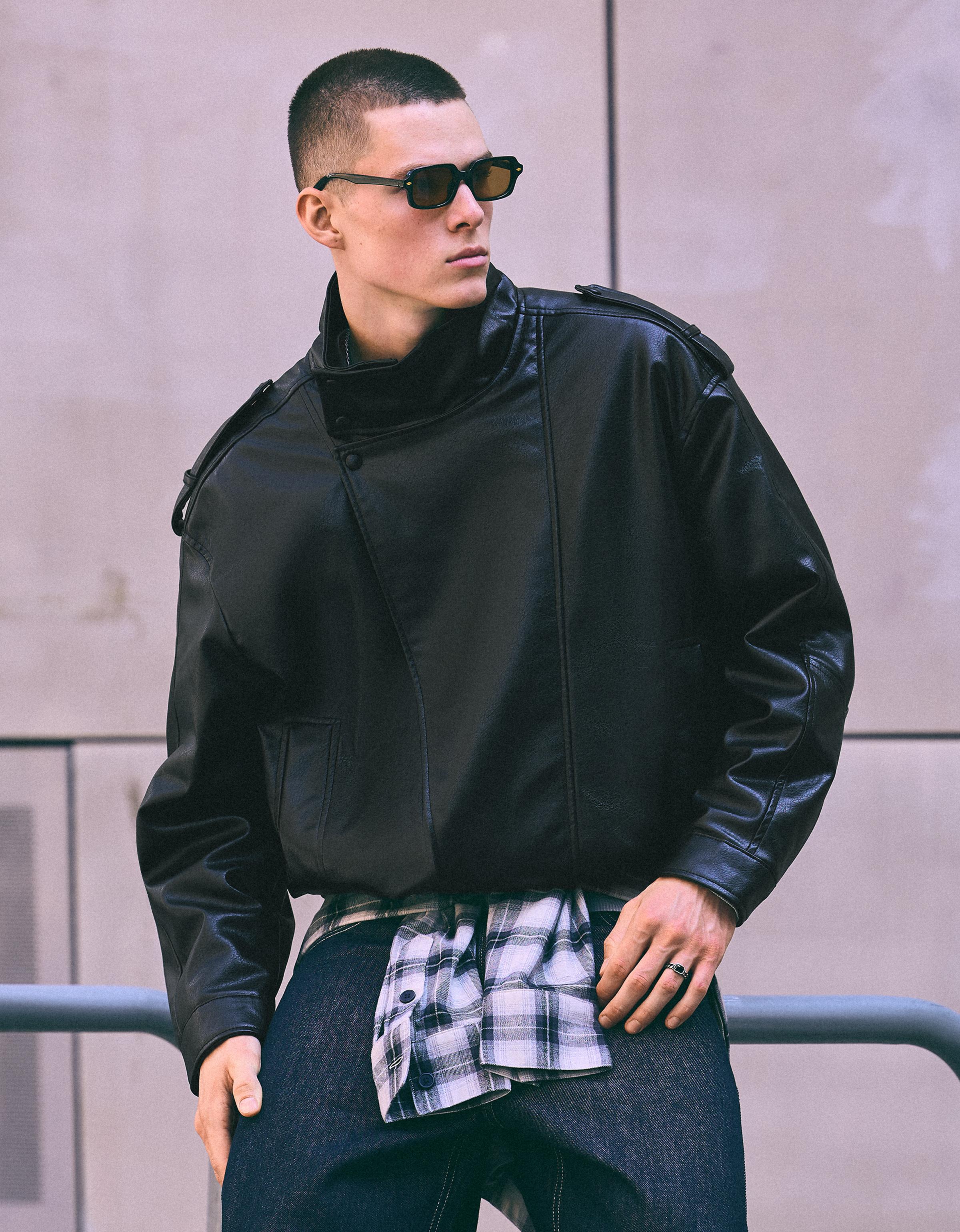 Leather effect jacket — Black