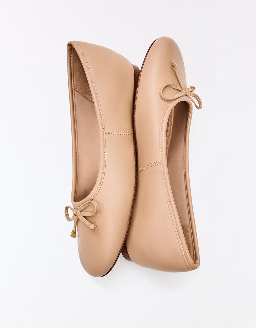 Ballerinas with bow-BEIGE