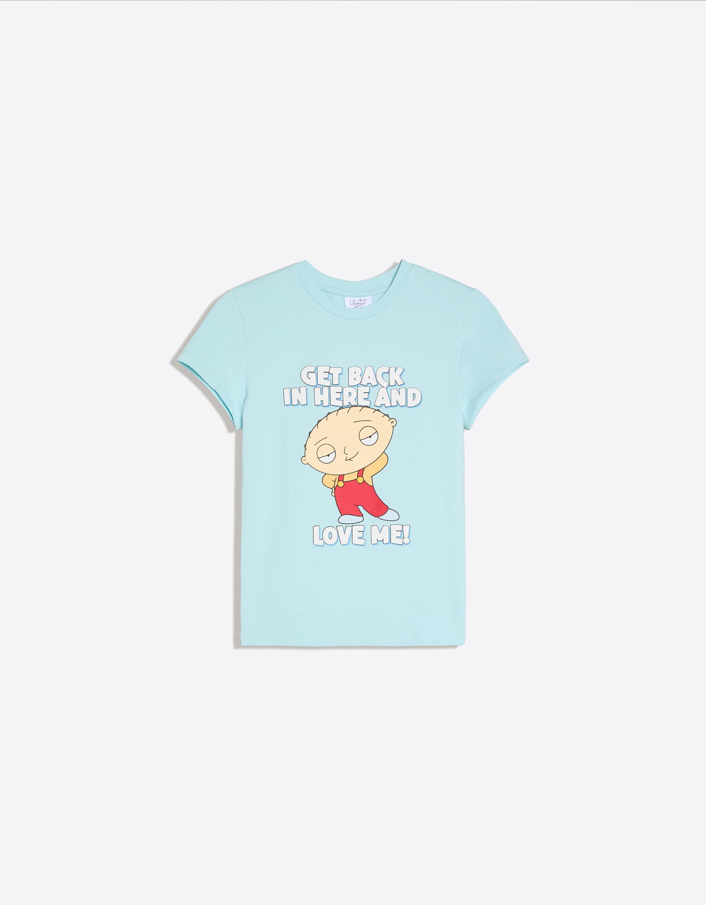 Camiseta Ajustada Print Family Guy Mujer S Azul Claro