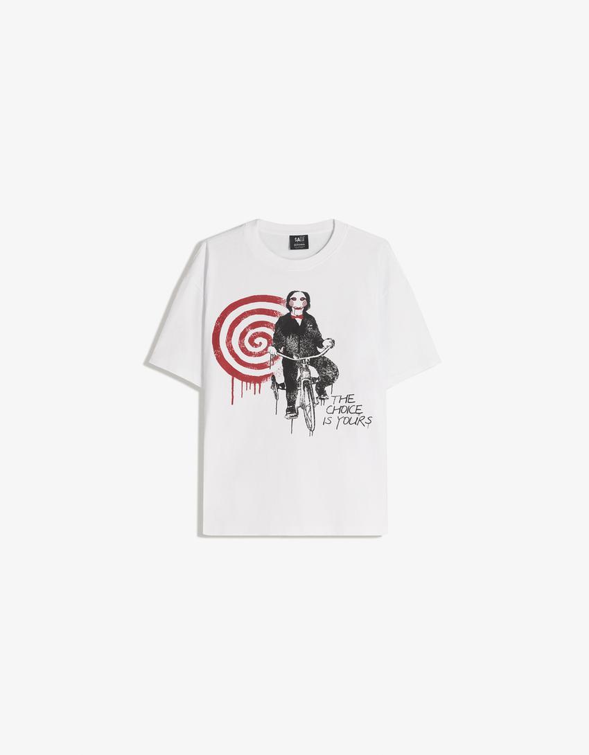 Saw print short-sleeve T-shirt-White