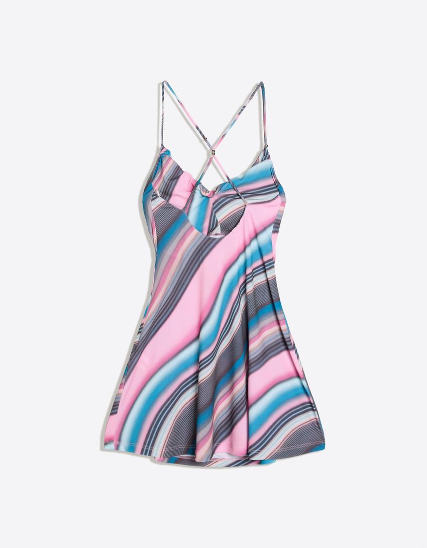 Halter mini dress-Pink