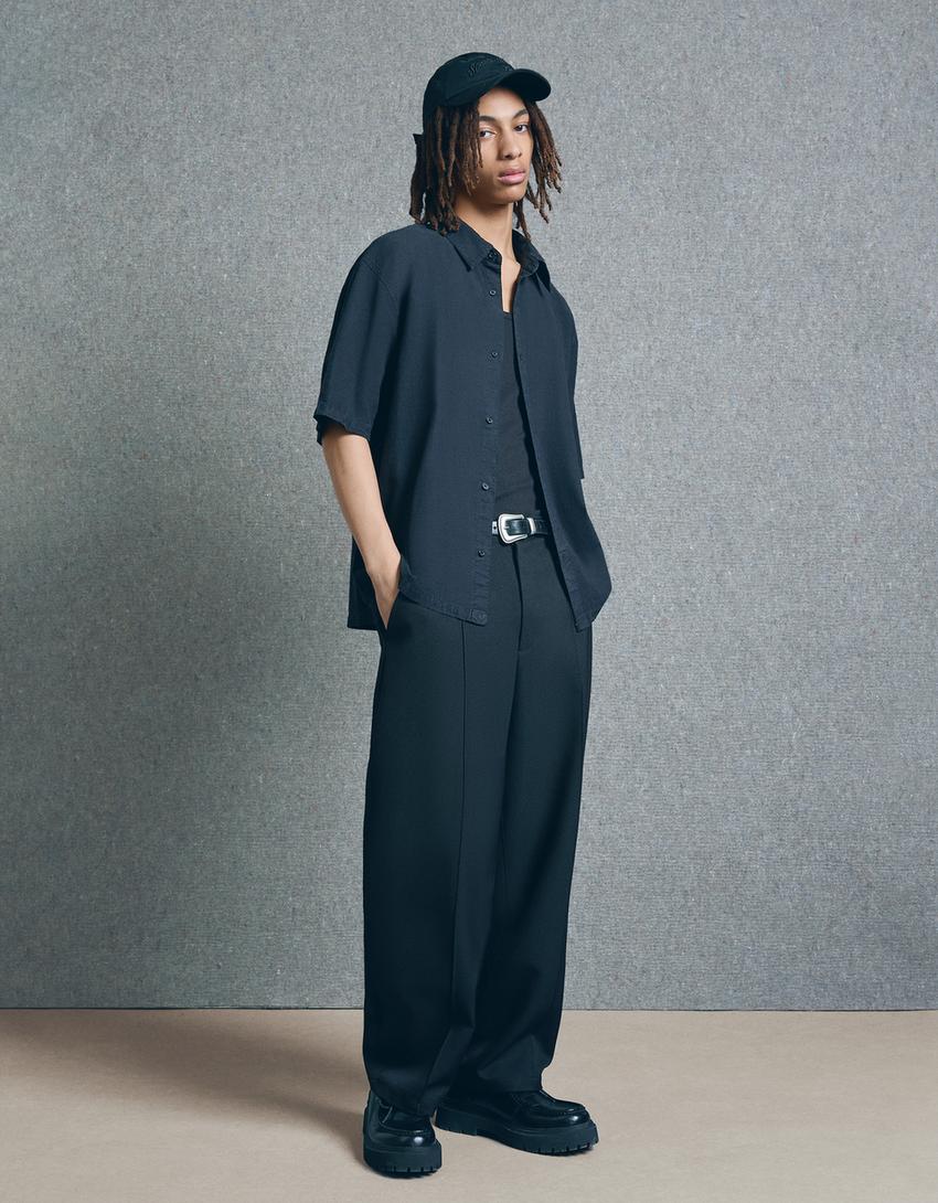 Chaussures plates à lacets-Noir-1