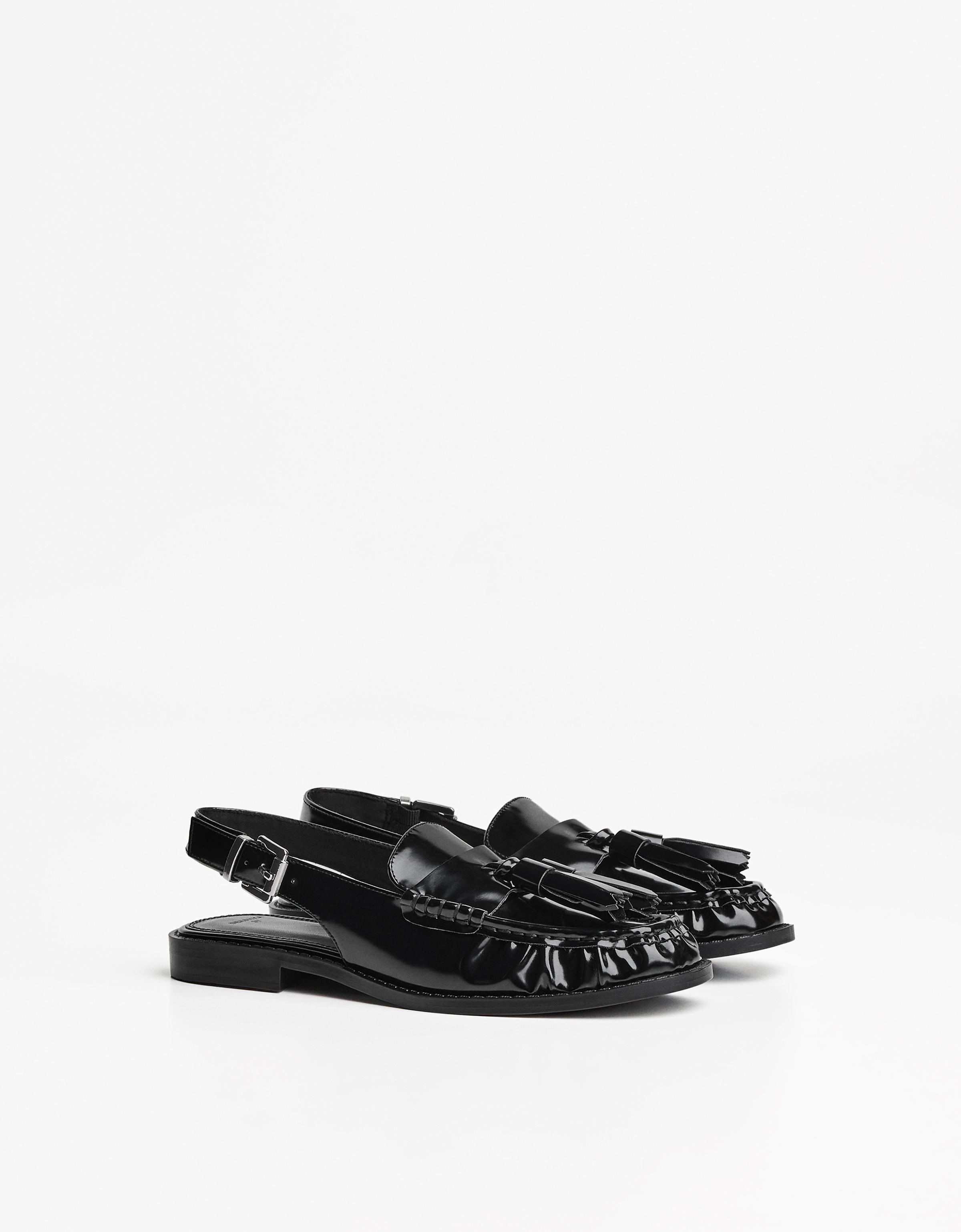 Backless tassel loafers — BLACK