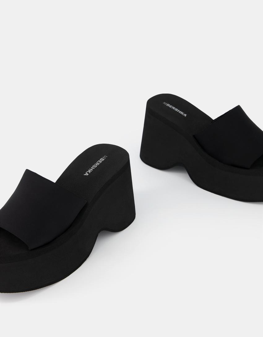 Platform mule sandals-BLACK